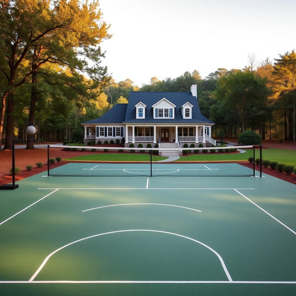 Premium residential backyard multi-sport court built in Athens, Georgia