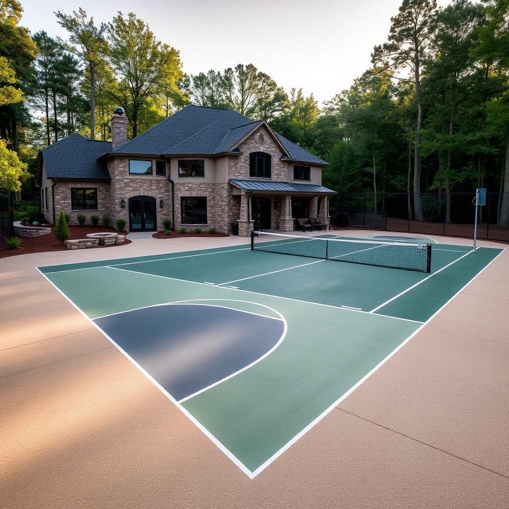 Premium residential backyard multi-sport court built in Roswell, Georgia