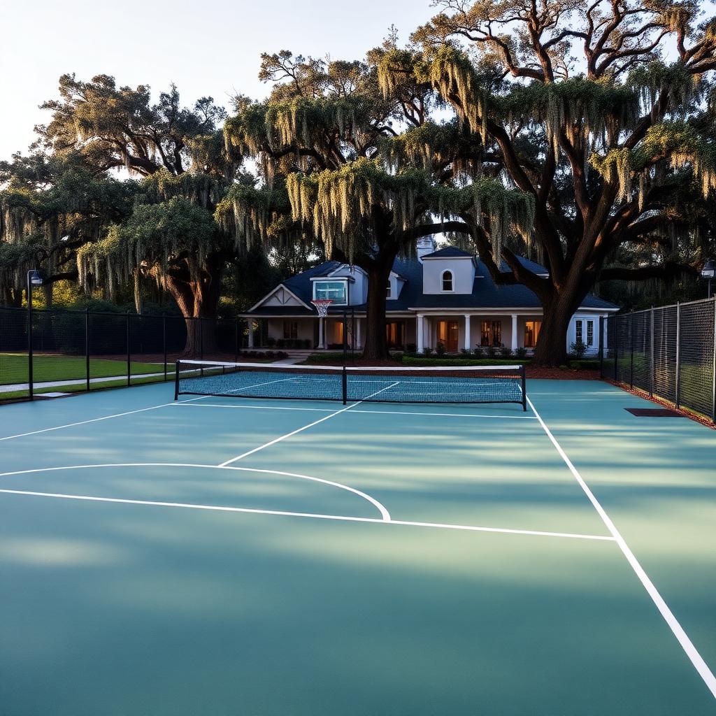 Premium residential backyard multi-sport court built in Savannah, Georgia